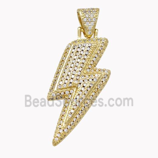 Copper Lightning Pendant Micropave Zirconia Gold Plated