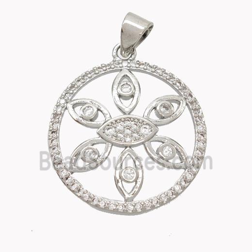 Copper Eye Pendant Pave Zirconia Platinum Plated