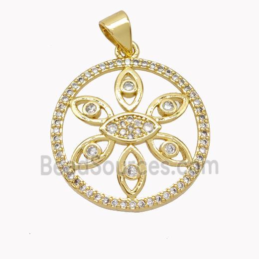 Copper Eye Pendant Pave Zirconia Gold Plated