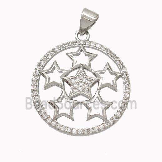 Copper Star Pendant Pave Zirconia Platinum Plated