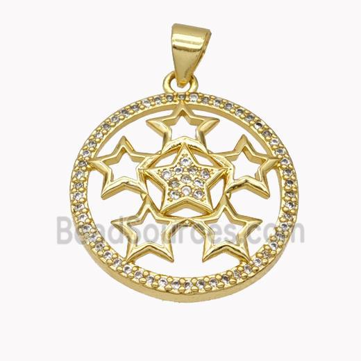 Copper Star Pendant Pave Zirconia Gold Plated