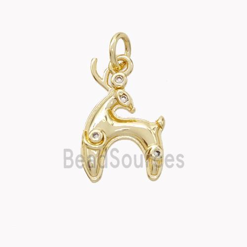 Copper Deer Pendant Pave Zirconia Gold Plated