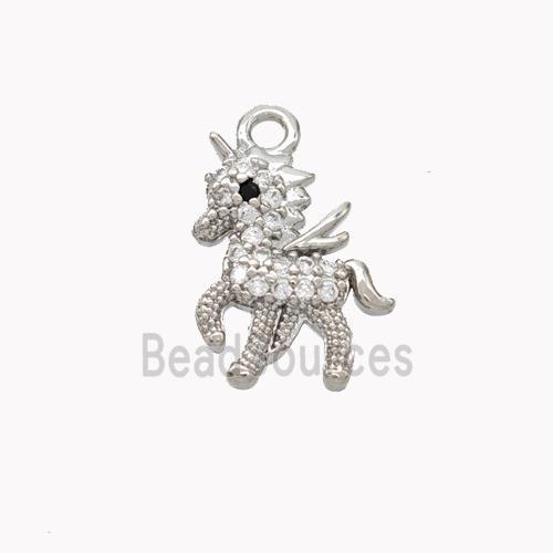 Copper Unicorn Charms Pendant Pave Zirconia Platinum Plated