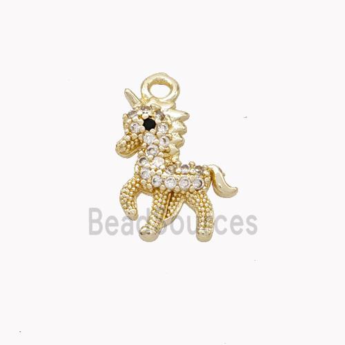 Copper Unicorn Charms Pendant Pave Zirconia Gold Plated