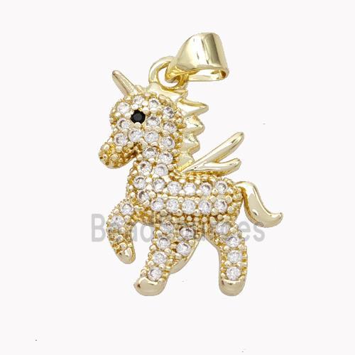 Copper Unicorn Charms Pendant Pave Zirconia Gold Plated