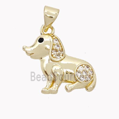 Copper Dog Pendant Pave Zirconia Gold Plated