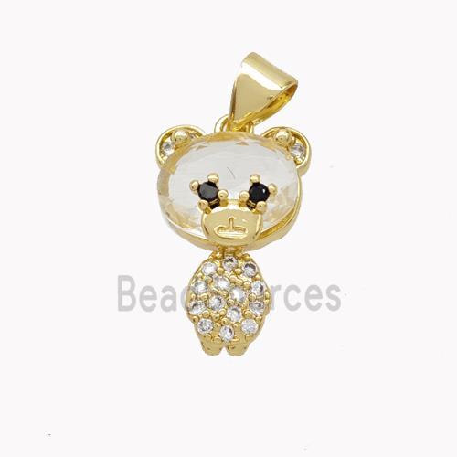 Copper Bear Pendant Pave Zirconia Gold Plated