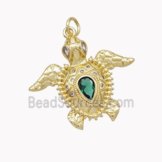 Copper Tortoise Pendant Pave Zirconia Gold Plated