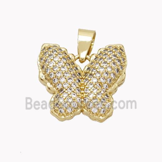 Copper Butterfly Pendant Pave Zirconia Gold Plated