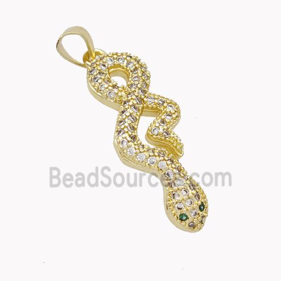 Copper Snake Pendant Pave Zirconia Gold Plated