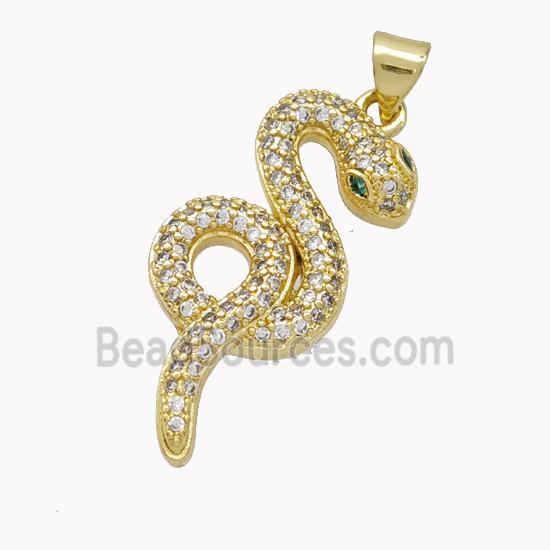 Copper Snake Pendant Pave Zirconia Gold Plated