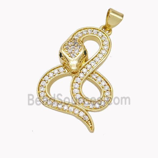 Copper Snake Pendant Pave Zirconia Gold Plated