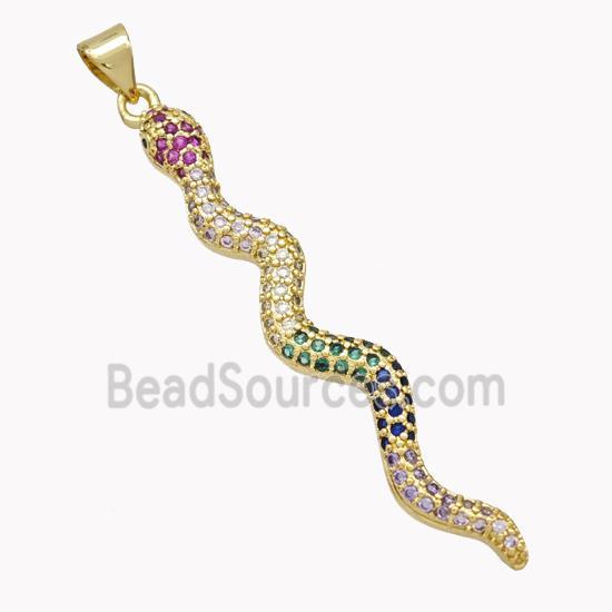 Copper Snake Pendant Pave Zirconia Gold Plated