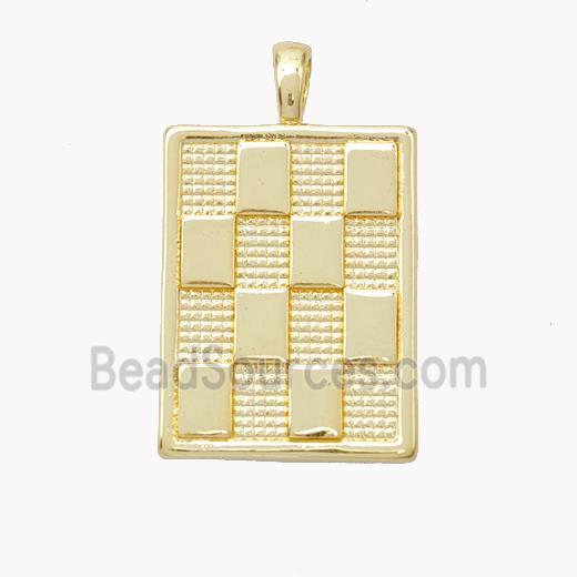 Copper Checker Pendant Rectangle Gold Plated