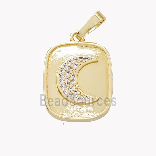 Copper Moon Pendant Pave Zirconia Gold Plated