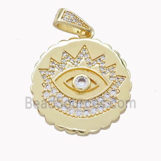 Copper Eye Pendant Pave Zirconia Gold Plated