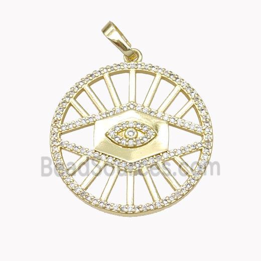 Copper Eye Pendant Pave Zirconia Gold Plated