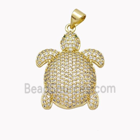 Copper Tortoise Pendant Pave Zirconia Gold Plated