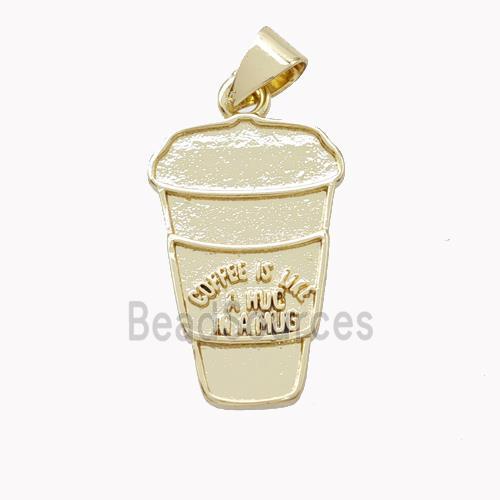 Coffee Cup Charms Copper Pendant Gold Plated