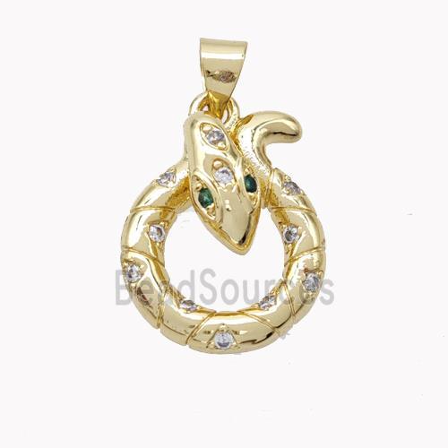 Copper Snake Pendant Pave Zirconia Gold Plated