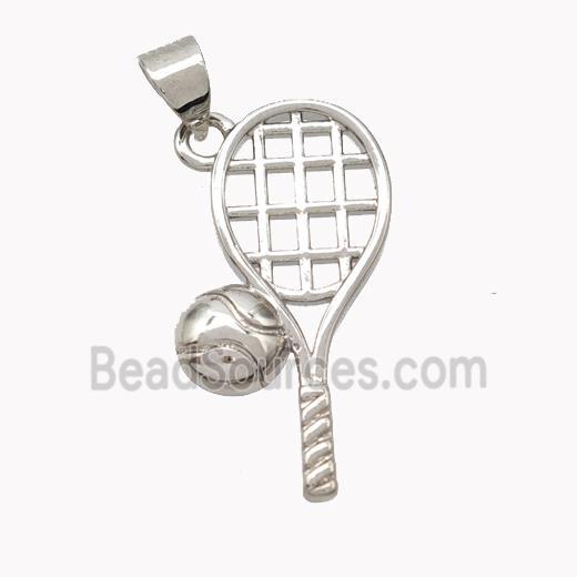 Copper Tennis Racket Pendant Sports Platinum Plated