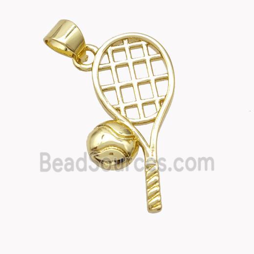 Copper Tennis Racket Pendant Sports Gold Plated