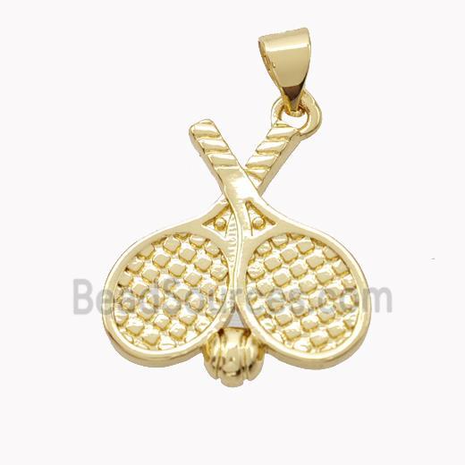 Copper Tennis Racket Pendant Sports Gold Plated