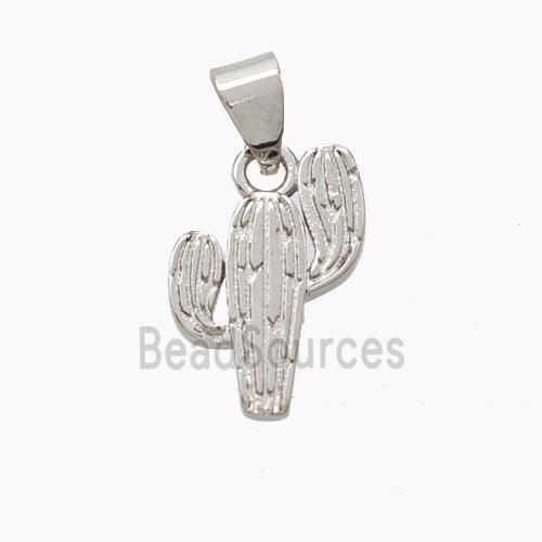 Copper Cactus Pendant Platinum Plated