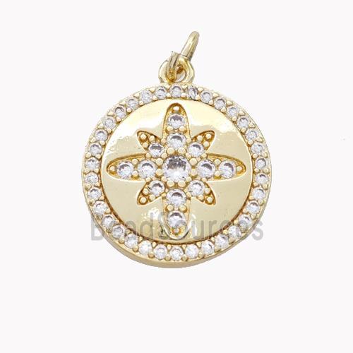 Copper Northstar Pendant Pave Zirconia Gold Plated