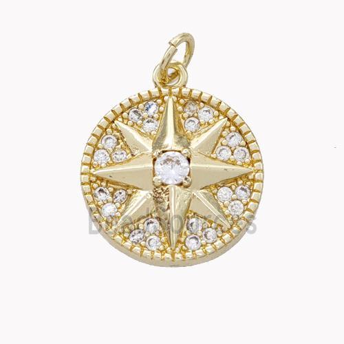 Copper Northstar Pendant Pave Zirconia Gold Plated