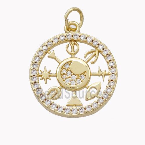 Copper Symbols Pendant Pave Zirconia Gold Plated