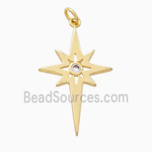 Copper Northstar Pendant Pave Zirconia Gold Plated