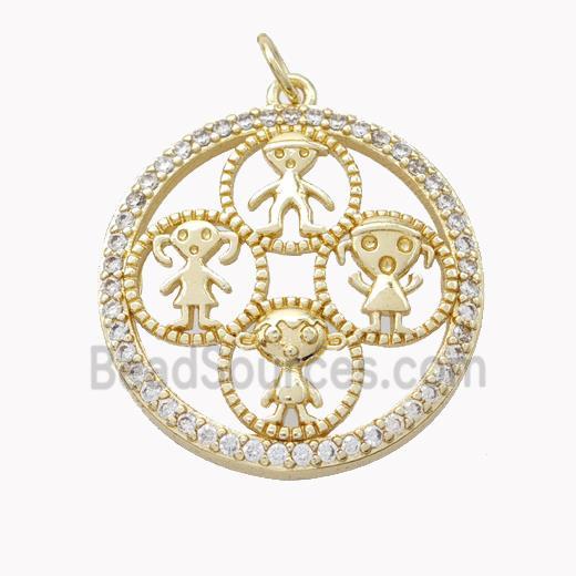 Copper Kids Pendant Pave Zirconia Gold Plated