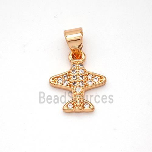 Copper Airplane Pendant Micropave Zirconia Rose Gold