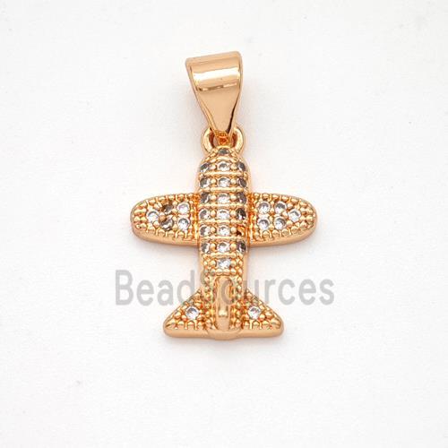 Copper Airplane Pendant Micropave Zirconia Rose Gold