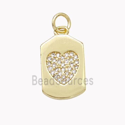 Copper Heart Pendant Micropave Zirconia Gold Plated