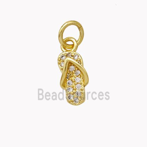 Copper Shoes Pendant Micropave Zirconia Gold Plated