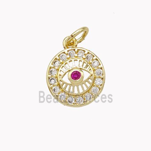 Copper Eye Pendant Micropave Zirconia Gold Plated