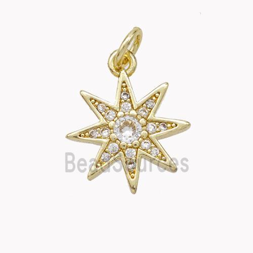 Copper Northstar Pendant Micropave Zirconia Gold Plated