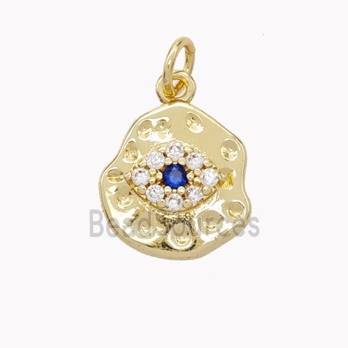 Copper Eye Pendant Micropave Zirconia Gold Plated