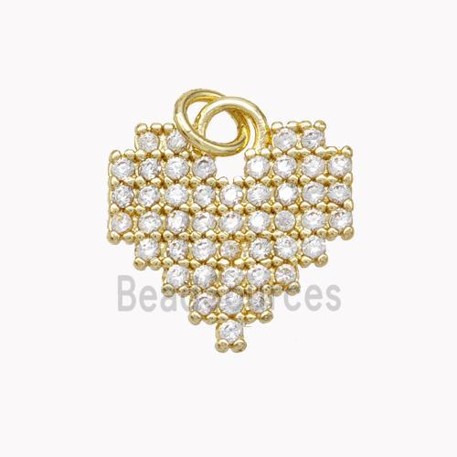 Copper Heart Pendant Micropave Zirconia Gold Plated