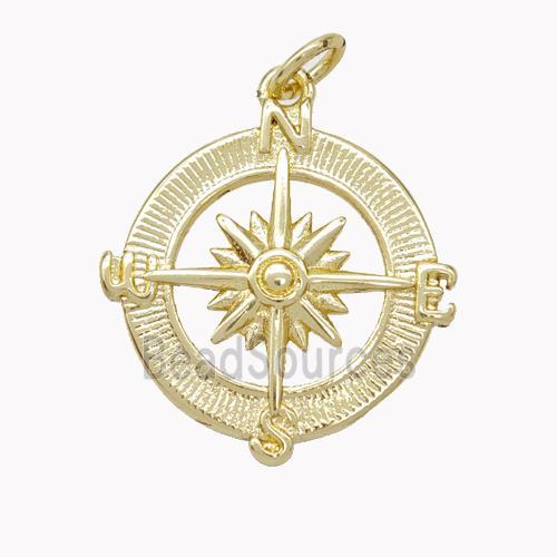 Copper Compass Pendant Gold Plated