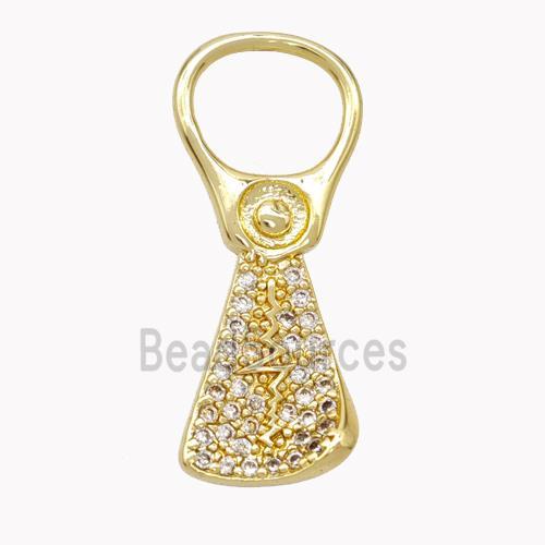 Copper Keychain Pendant Pave Zirconia Gold Plated