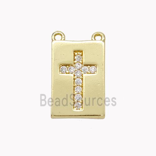 Copper Cross Pendant Pave Zirconia 2loops Gold Plated