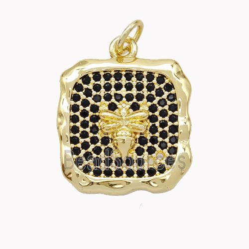 Copper Honeybee Pendant Pave Zirconia Square Gold Plated