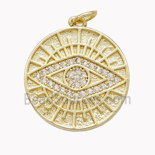 Copper Eye Pendant Pave Zirconia Gold Plated