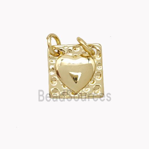 Copper Heart Pendant Square Gold Plated