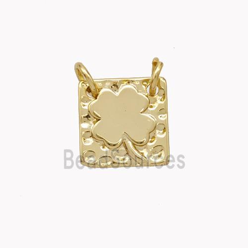 Copper Clover Pendant Square Gold Plated