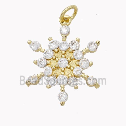 Copper Snowflake Pendant Micropave Zirconia Gold Plated