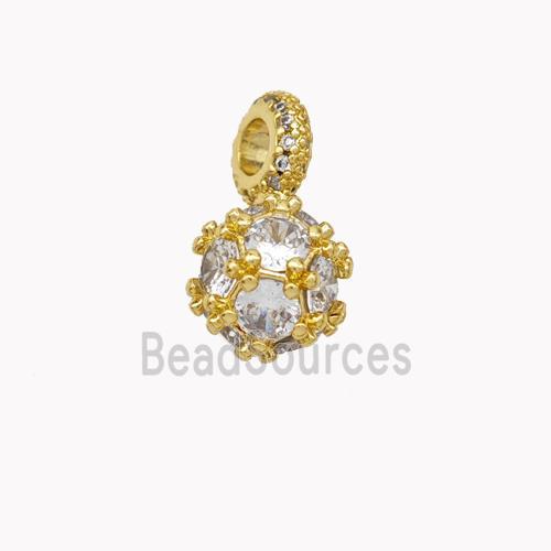 Copper Ball Pendant Pave Zirconia Gold Plated